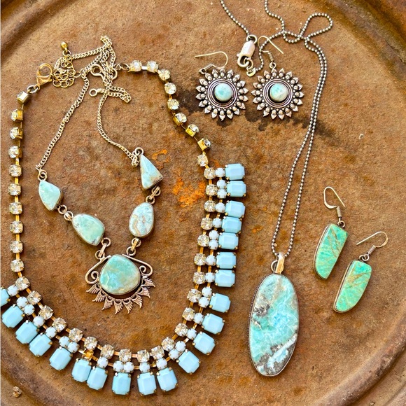 Assorted BLUE Mix and Match Sterling Silver Gorgeous Gemstones Vintage Jewelry - Picture 9 of 13